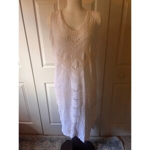 Boho Free People Beach Knit Midi Dress Festival Forest Fairy Crochet Medium